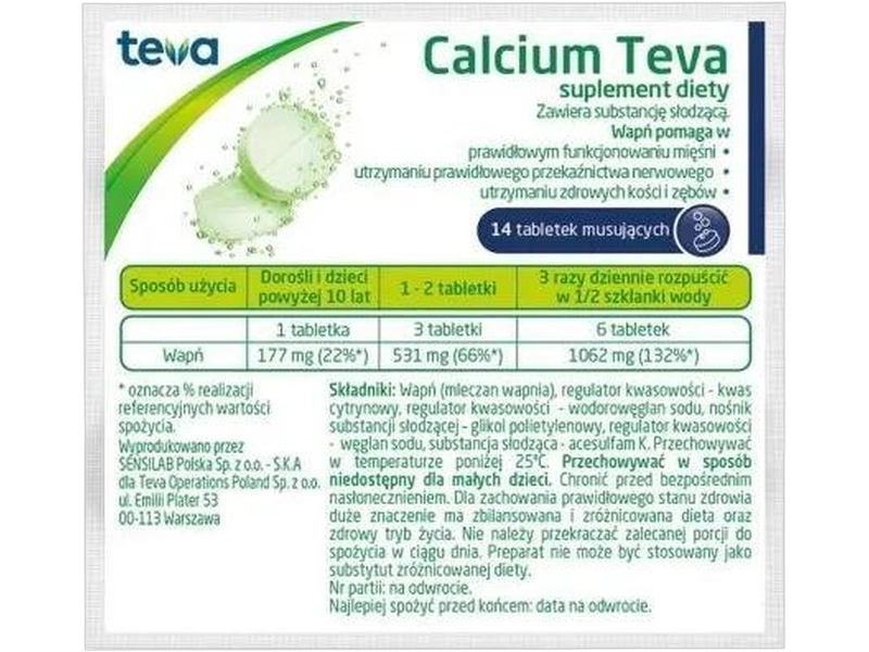 Calcium PLIVA KRAKÓW, tabletki musujące, 14 tabl.