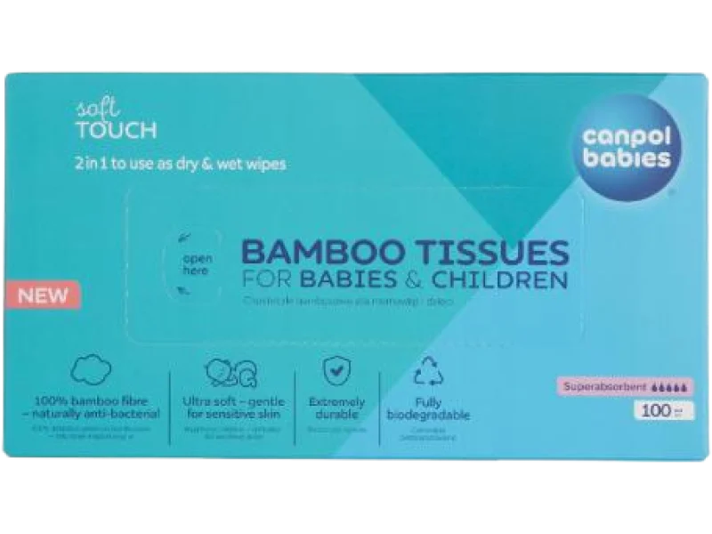 CANPOL BABIES Suche chusteczki bambusowe dla niemowląt i dzieci, 100 szt.