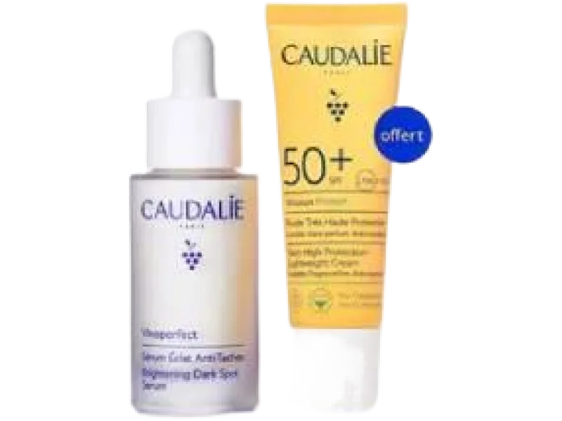 Caudalie Vinoperfect serum przeciw przebarwieniom + Vinosun Protect krem SPF 50+ [ZESTAW], 30 + 20 ml