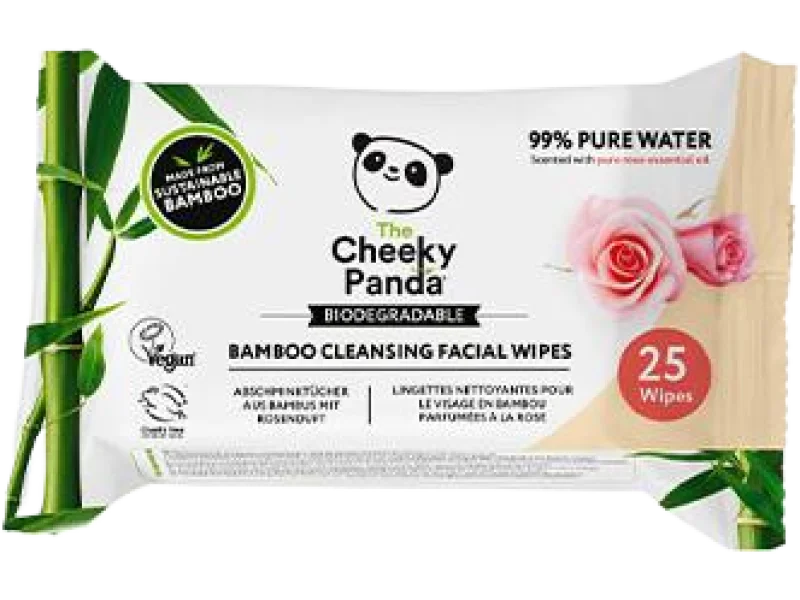 Cheeky Panda chusteczki do demakijażu o zapachu róży, 25 szt.
