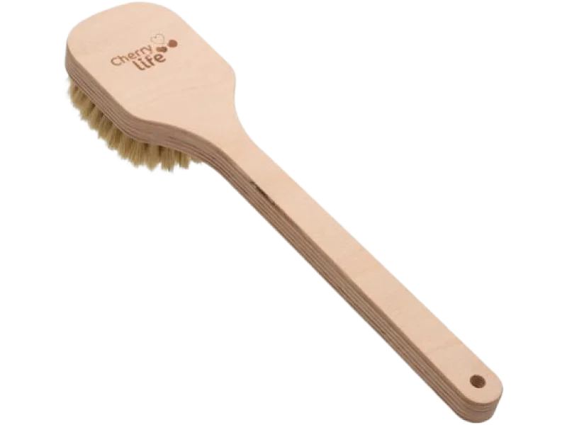 Cherry Life Szczotka do masażu ciała ze szczeciny z długą rączką, szczoteczka, 1 szt.