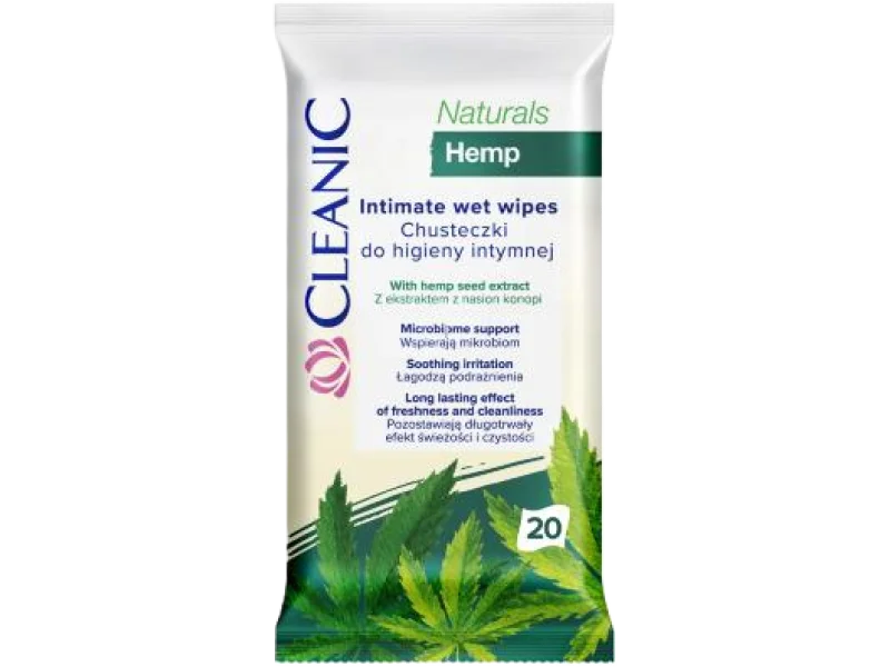 CLEANIC Naturals Hemp Chusteczki do higieny intymnej, 20 szt.