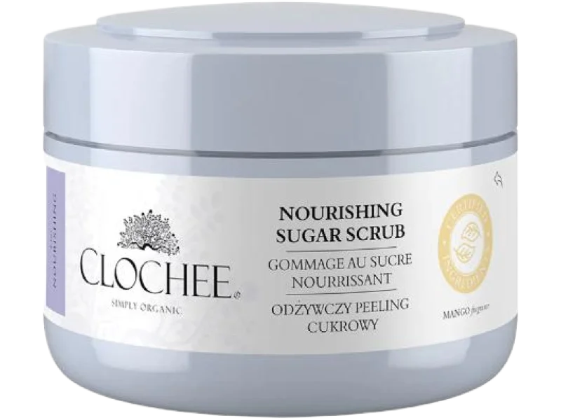 CLOCHEE Peeling do ciała cukrowy – pestki malin i masło shea, 250 ml