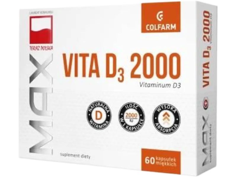 COLFARM Witamina D3 2000 Max Vita, kapsułki, 50 µg, 60 kaps.