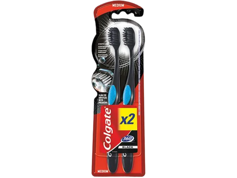 Colgate 360° charcoal, szczoteczka, 2 szt.