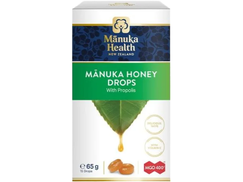 Cukierki z Miodem Manuka MGO™ 400+, propolisem i witaminą C, pastylki do ssania, 65 g