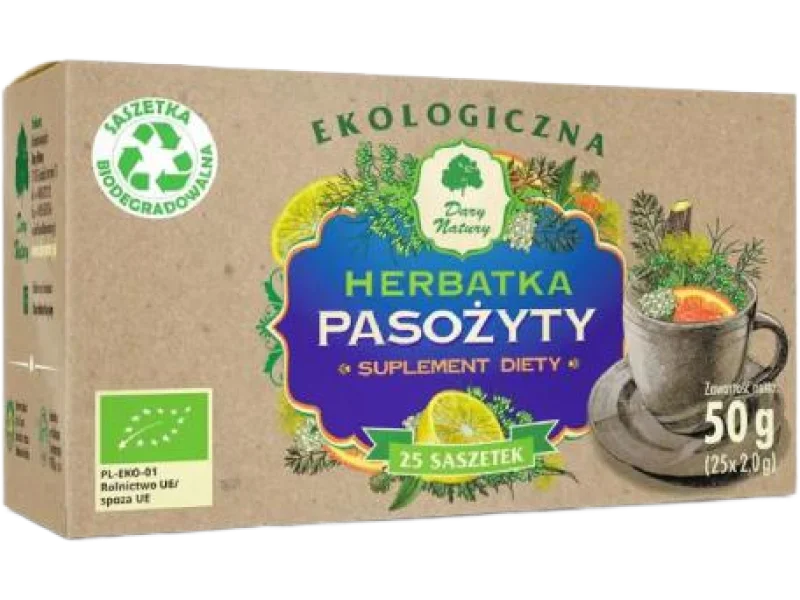 DARY NATURY Herbatka ekologiczna Pasożyty, zioła do zaparzania, 25 sasz.