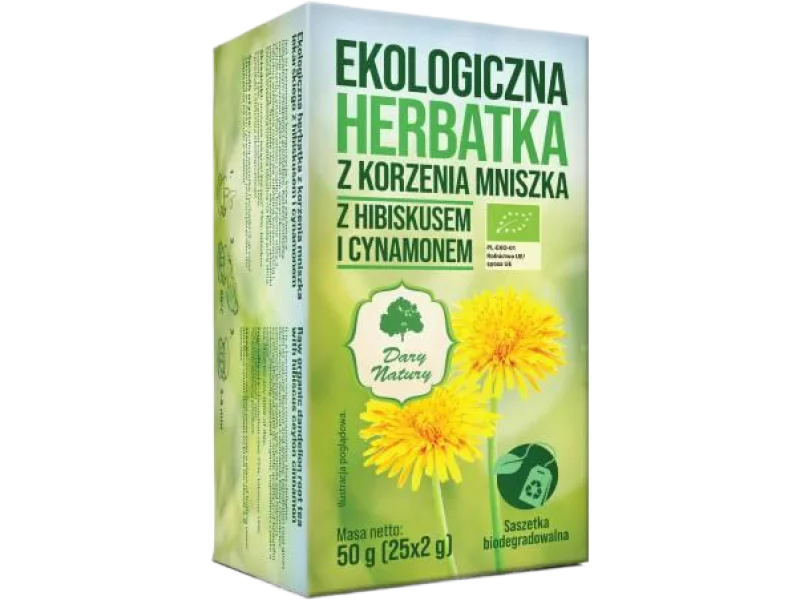 Dary Natury Herbatka z korzenia Mniszka lekarskiego z Hibiskusem i Cynamonem, saszetki, 25 szt.