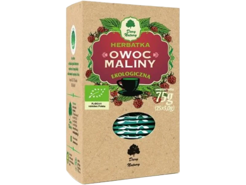 DARY NATURY Malina Owoc EKO, saszetki, 3 g, 25 sasz.