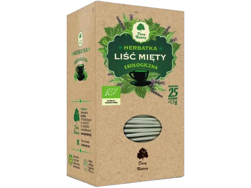 Dary Natury Mięta liść eko, zioła do zaparzania, 25 sasz.