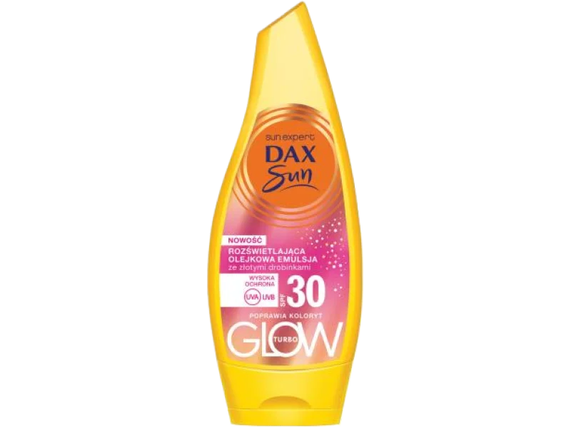 DAX SUN Rozświetlająca olejkowa emulsja ze złotymi drobinkami SPF30, 175 ml