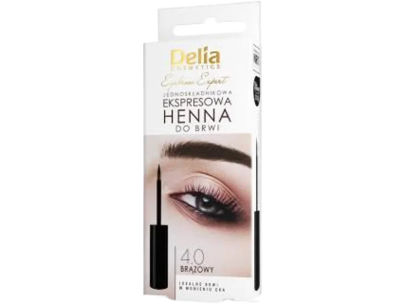 DELIA Eyebrow Expert jednoskładnikowa ekspresowa henna do brwi, 4.0 brązowy, henna w kremie, 6 ml