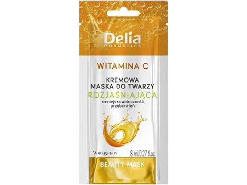 Delia kremowa rozjaśniająca maseczka do twarzy z witaminą C, maska, 8 ml