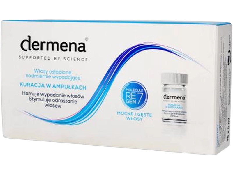 Dermena kuracja w ampułkach hamująca wypadanie włosów, ampułki, 15 amp.