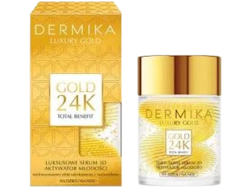 DERMIKA LUXURY GOLD 24K Luksusowe serum 3D aktywator młodości na dzień i na noc, 60 g