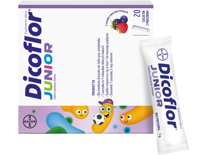 Dicoflor Junior, smak owoców leśnych, proszek w saszetkach, 20 szt.