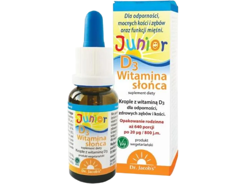 Dr. Jacob’s Junior D3 Witamina Słońca, krople doustne, 20 μg, 20 ml