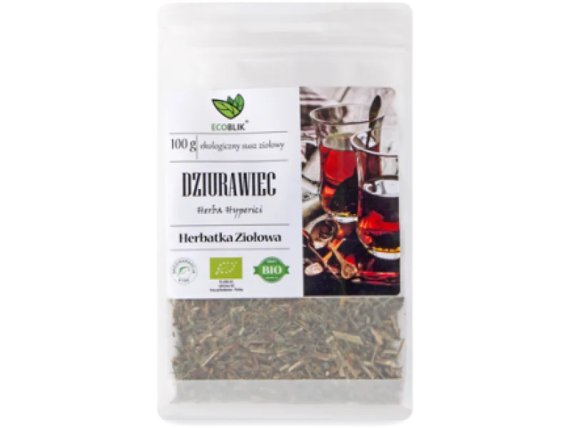 EcoBlik Herbatka ziołowa Dziurawiec liść ekologiczny, zioła do zaparzania, 100 g