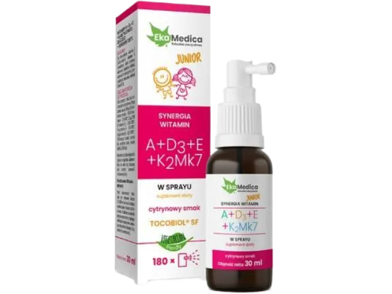 EkaMedica Junior Witaminy A+D3+E+K2Mk7, spray, 30 ml