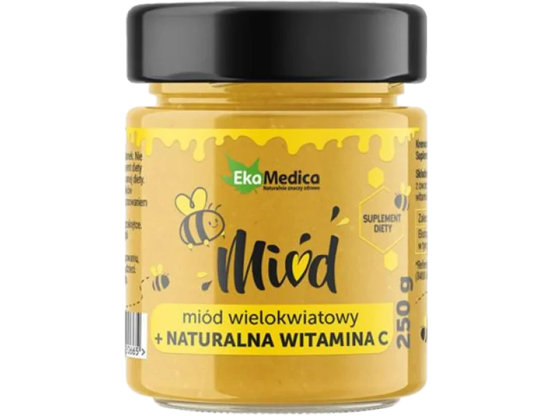 EkaMedica Miód wielokwiatowy + Naturalna Witamina C, 250 g