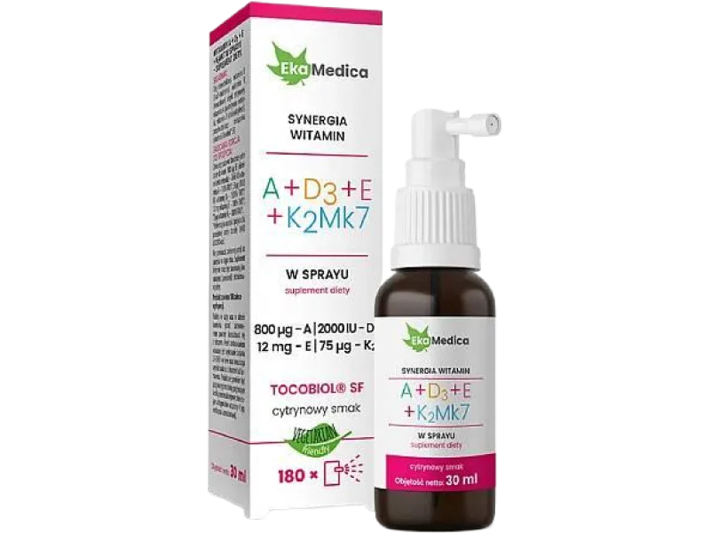EkaMedica Witamina ADEK A+D3+E+K2Mk7, spray, 30 ml