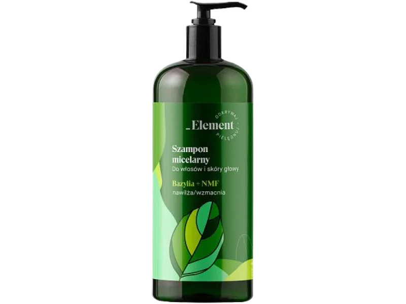 ELEMENT Szampon micelarny do włosów i skóry głowy – bazylia i NMF, 500 ml