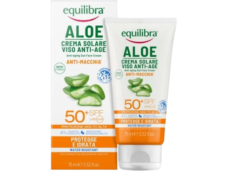 EQUILIBRA ALOE Krem do twarzy przeciwsłoneczny anti-age SPF50+ UVA/UVB, 75 ml