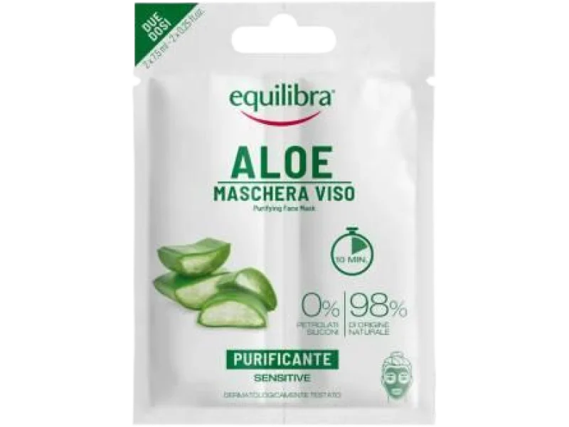Equilibra Aloe, oczyszczająca aloesowa maseczka do twarzy, maska, 15 ml