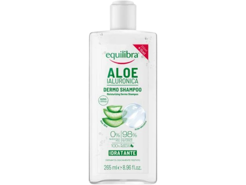 Equilibra Nawilżający szampon do włosów Aloes i Kwas hialuronowy, 265 ml