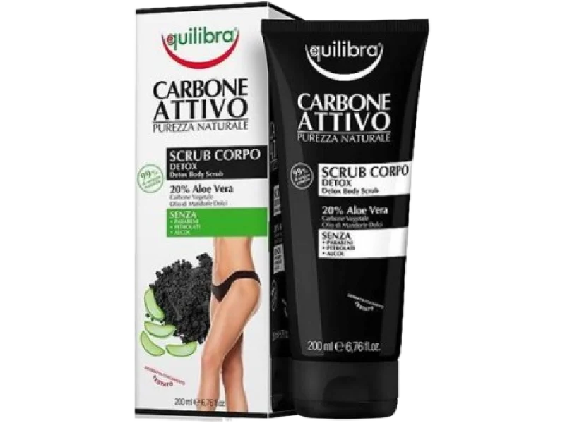 Equilibra Oczyszczający peeling do ciała z aktywnym węglem, 200 ml