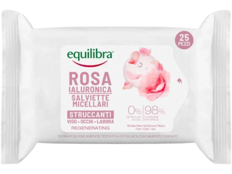 EQUILIBRA Rosa Różane chusteczki micelarne do demakijażu, 25 szt.