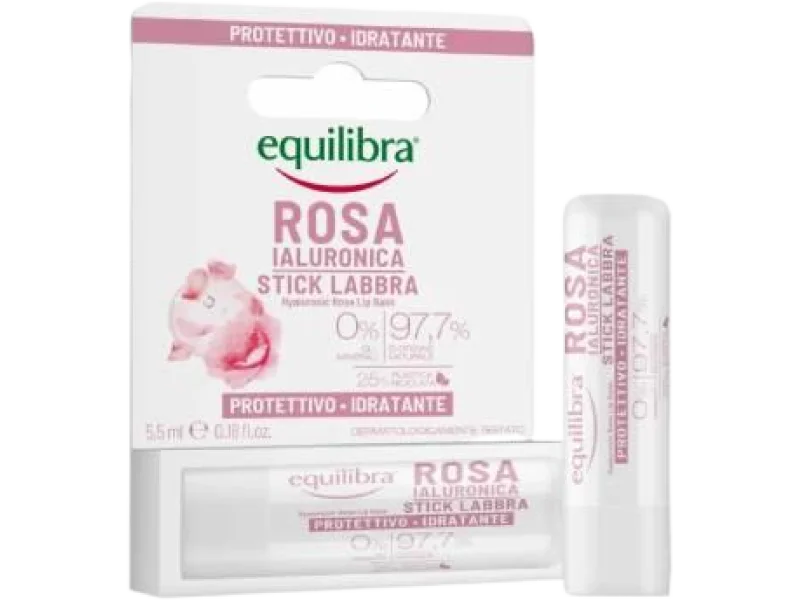 Equilibra Rosa, różany balsam do ust z kwasem hialuronowym, 5,5 g