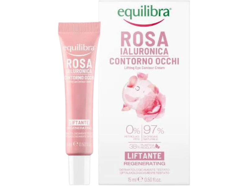 Equilibra różany krem liftingujący pod oczy z kwasem hialuronowym, 15 ml