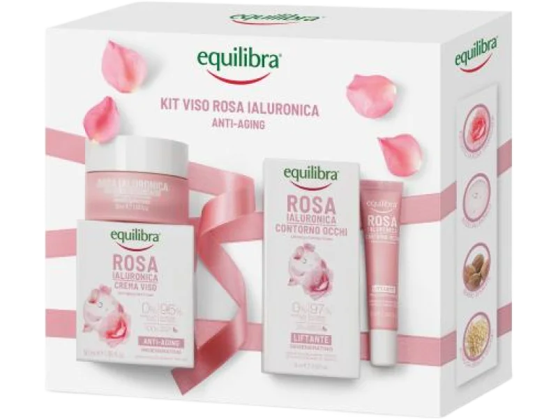 EQUILIBRA Zestaw Rosa Różany krem przeciwstarzeniowy + Różany liftingujący krem pod oczy, 50 + 15 ml