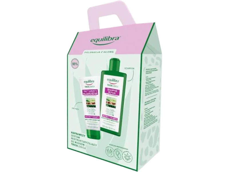 EQUILIBRA Zestaw Tricologica Naprawczy szampon restrukturyzujący + Naprawcza odżywka restrukturyzująca, szampon,odżywka, 300 ml + 200 ml ml