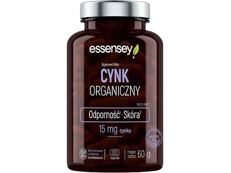 Essensey Cynk organiczny, kapsułki, 15 mg, 120 kaps.