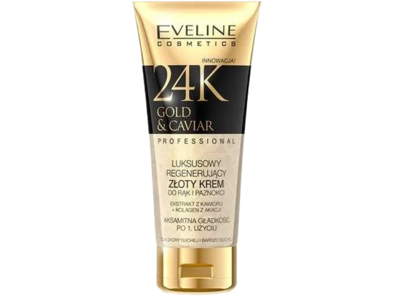 Eveline 24K Gold & Caviar luksusowy regenerujący złoty krem do rąk i paznokci, 100 ml