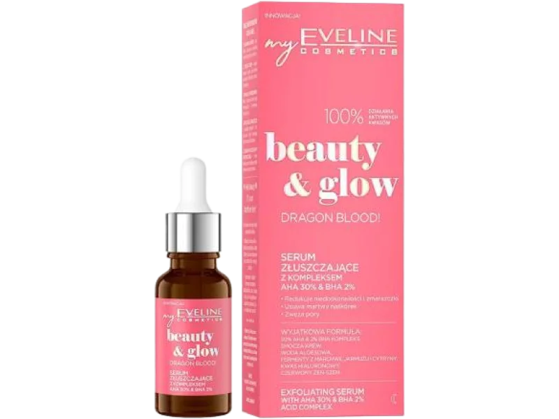 EVELINE Beauty & Glow Dragon Blood! Serum złuszczające z kompleksem AHA 30% i BHA 2%, 18 ml