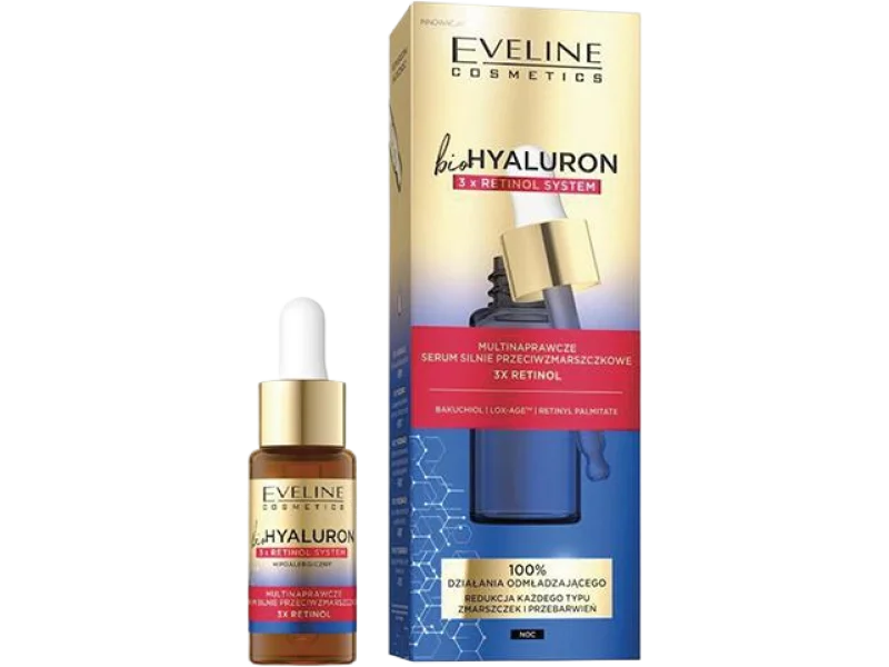 Eveline Cosmetics BioHyaluron 3 x Retinol System multinaprawcze serum przeciwzmarszczkowe, 18 ml