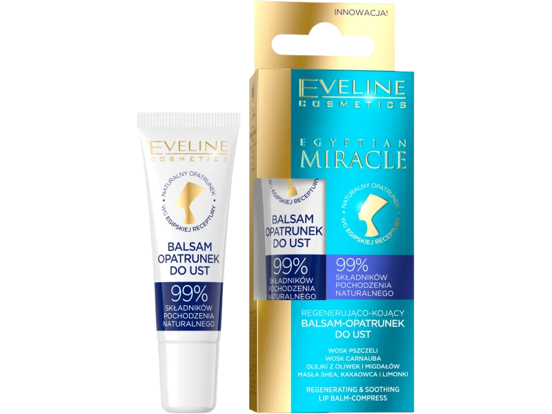 Eveline Cosmetics Egyptian Miracle regenerująco-kojący balsam-opatrunek do ust, 12 ml