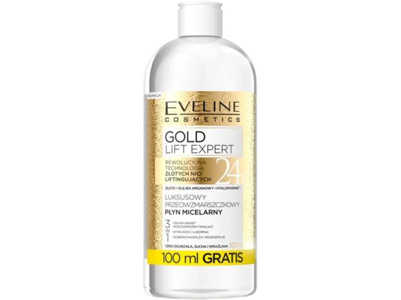 Eveline Cosmetics Gold Lift Expert luksusowy przeciwzmarszczkowy płyn micelarny 3w1, 500 ml