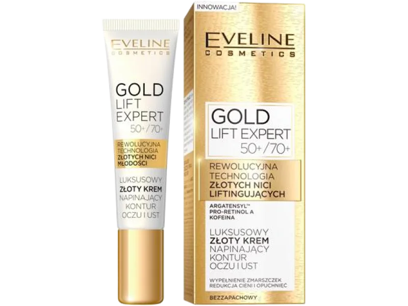 EVELINE COSMETICS GOLD LIFT EXPERT luksusowy złoty napinający kontur oczu i ust 50+ – 70+, krem, 15 ml