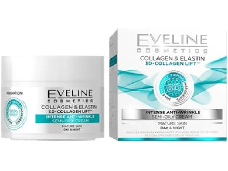 Eveline Cosmetics kolagen & elastyna półtłusty krem silnie przeciwzmarszczkowy, 50 ml