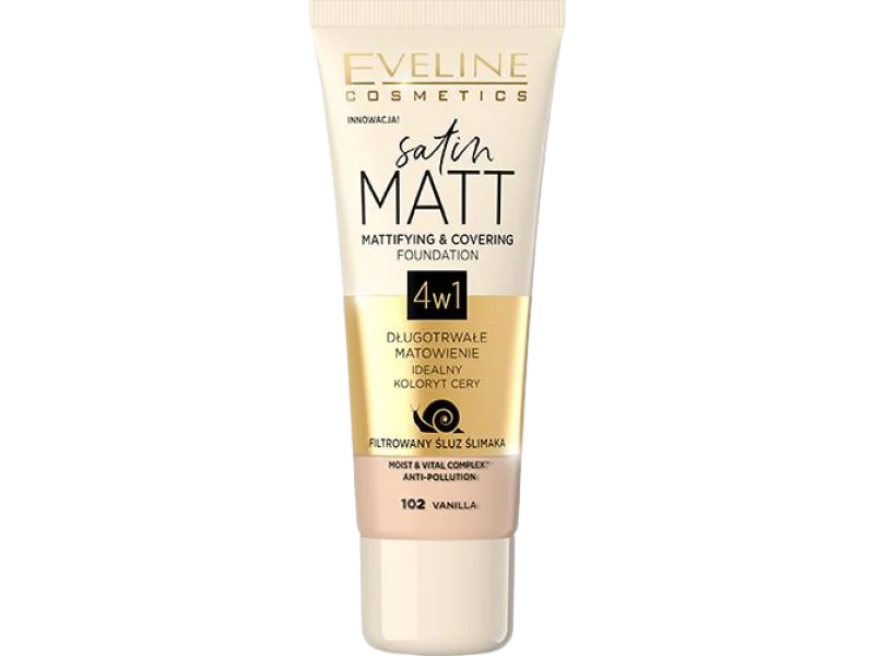 Eveline Cosmetics Satin Matt matujący 4 w 1, podkład, 30 ml