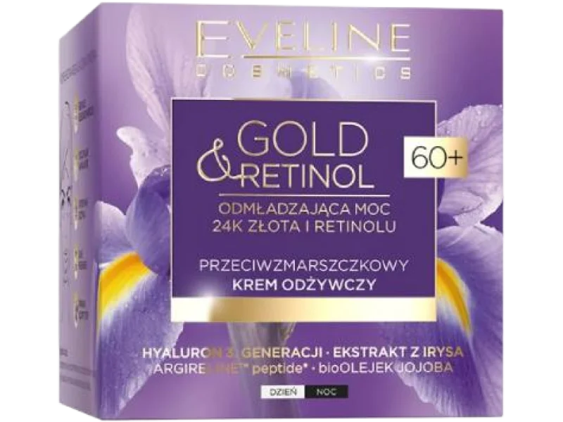 EVELINE Gold & Retinol 60+ Przeciwzmarszczkowy Krem odżywczy na dzień i noc, 50 ml