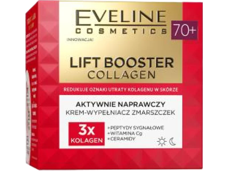 Eveline Lift booster collagen aktywnie naprawczy krem-wypełniacz zmarszczek 70+, 50 ml