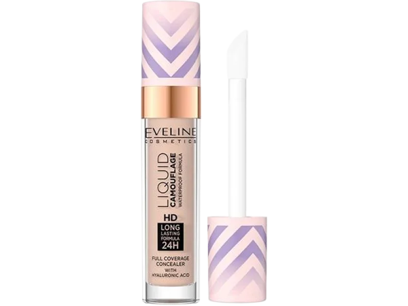 Eveline Liquid Camouflage wodoodporny korektor kamuflujący z kwasem hialuronowym, 05 Light Sand, fluid, 7,5 ml