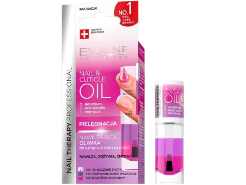 EVELINE Nail Therapy Professional Nawilżająca oliwka do suchych skórek i paznokci, olejek, 8 ml