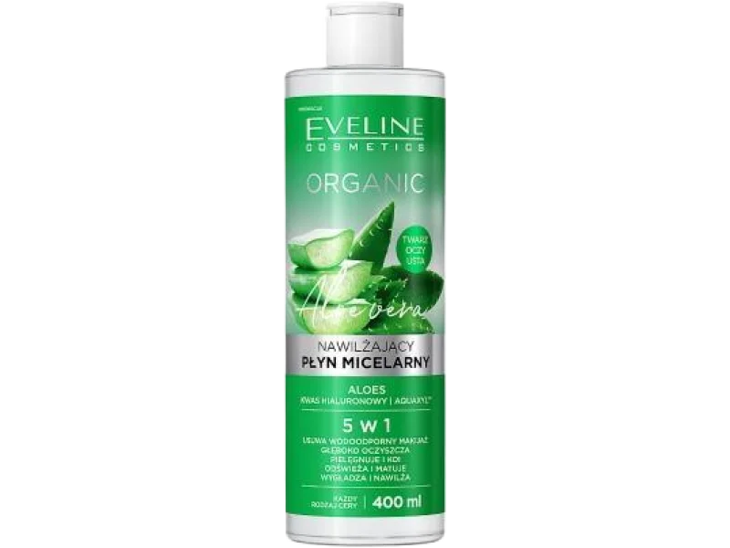 Eveline Organic nawilżający płyn micelarny do demakijażu z aloesem, 400 ml