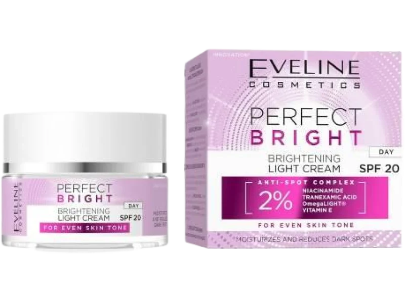 Eveline Perfect Bright Lekki krem rozświetlający do twarzy na dzień, 50 ml